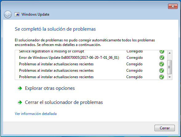 solucionar problemas en Windows Update