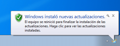 Windows 7 instaló actualizaciones