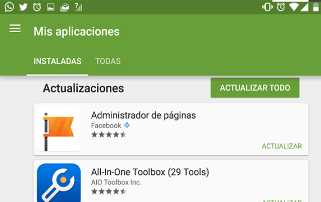 actualizar aplicaciones Android