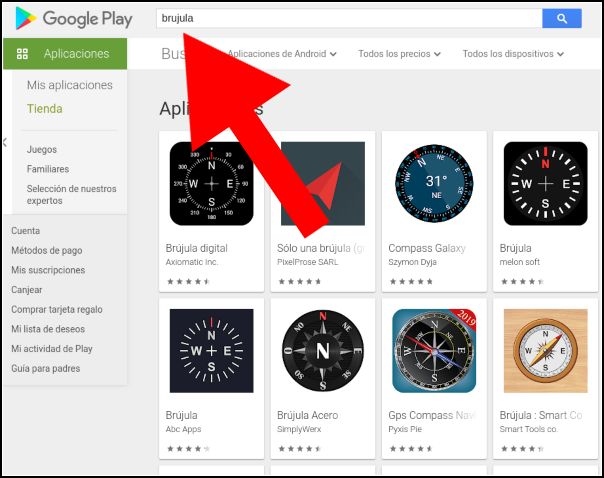 búsqueda apps en Google Play